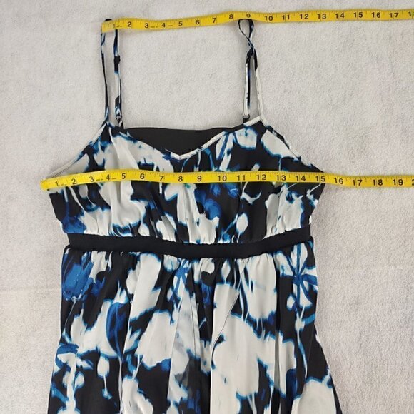 Vera Wang Spaghetti Strapped Emperor Cut Blue Print Elastic Back Dress Size M - Picture 7 of 11